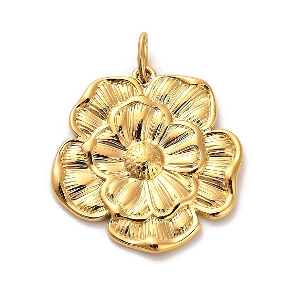 304 подвески из нержавеющей стали, с целью перехода в кольце, цветочный шарм, ионное покрытие (ip)