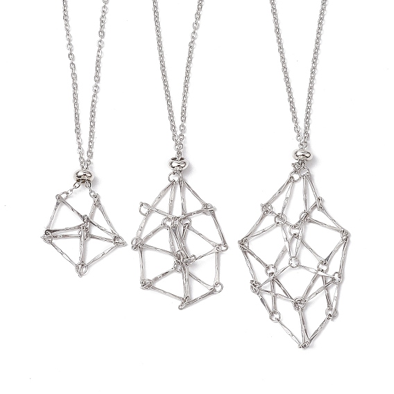 3 шт. 3 стили 304 тросовая цепочка из нержавеющей стали, чехол для макраме, пустой держатель для камня, изготовление ожерелья