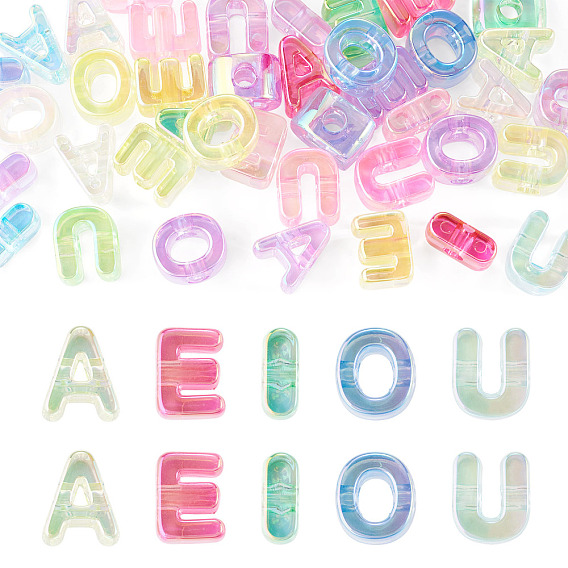 40Pcs 5 Colors UV Plating Transparent Acrylic European Beads, Large Hole Beads