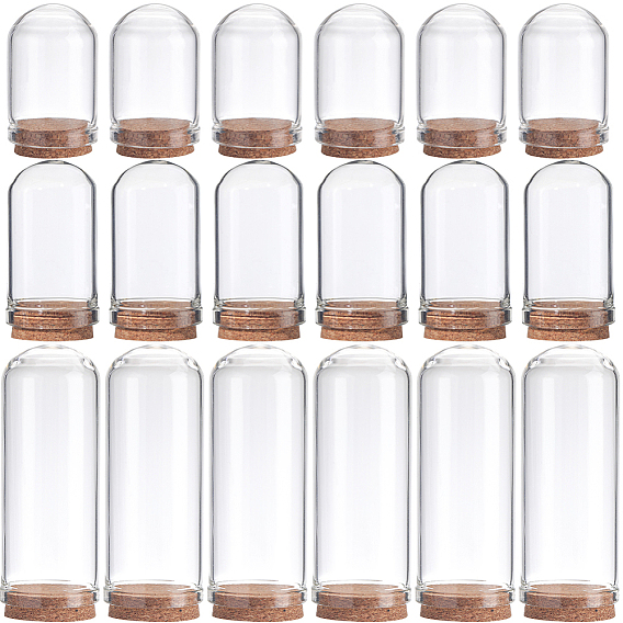 12шт 3 стили стеклянный купол крышка колпака, колпак, с пробковой основой, для кукольного дома контейнер, сушеные цветы дисплей украшения