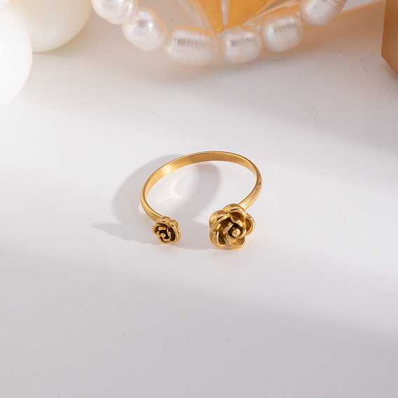 304 из нержавеющей стали Манжета кольца для женщин, цветок