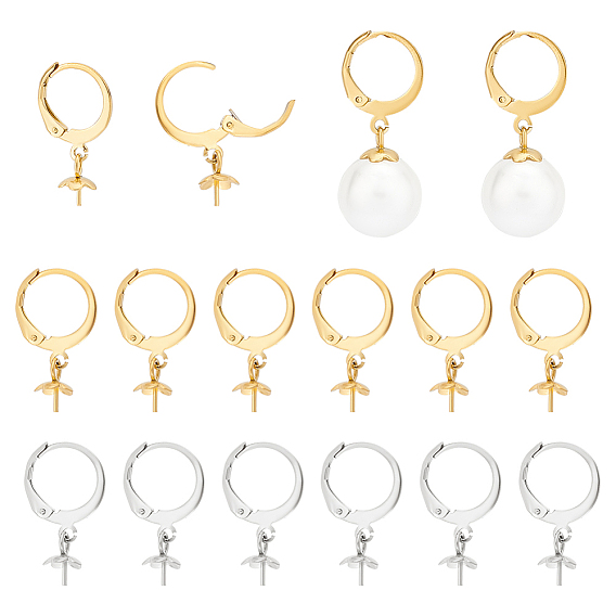 40шт 2 цвета 304 фурнитура для серег из нержавеющей стали, за половину пробурено бисера