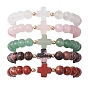 8мм круглые и крестообразные браслеты из натуральных смешанных драгоценных камней с бусинами для женщин