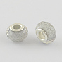 Large Hole Resin European Beads, with Silver Color Plated Brass Double Cores, Faceted Rondelle, 14x9mm, Hole: 5mm