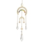 Star Moon Brass & Rainbow Chakra Glass Beads Suncatchers, Cone Charms Window Hanging Prism Light Catcher Decor