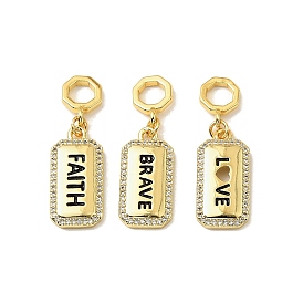 Латунные микро проложить кубического циркония подвески, прямоугольные, с эмалью, реальный 18 k позолоченный