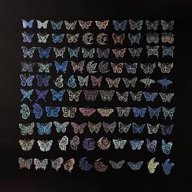 Butterfly PET Waterproof Laser Stickers Sets, Adhesive Decals for DIY Scrapbooking, Photo Album Decoration
