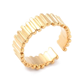 Ion Plating(IP) 304 Stainless Steel Stripe Grooved Cuff Ring, Open Ring for Women