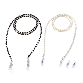 Chaînes de lunettes, tour de cou pour lunettes, avec alliage homard fermoirs pince, perles de rocaille en verre et extrémités de boucle en caoutchouc