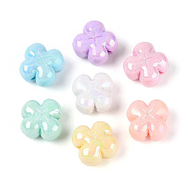 Непрозрачные акриловые бусины, цветок, с покрытием AB цвета