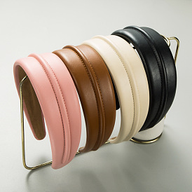 Solid Color Imitation Leather Hair Bands, Wide Hair Accessories for Women Girls