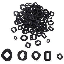 Pandahall elite 100 pcs 5 styles anneaux de liaison en acrylique de style caoutchouté, connecteurs à liaison rapide, pour faire des chaînes, torsion