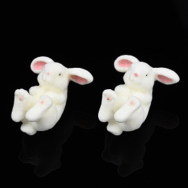 Boucles d'oreilles lapin en résine avec 925 épingles en argent sterling, boucles d'oreilles animaux floqués pour femmes