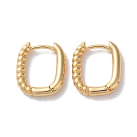 Half Spiral Rectangle Brass Hoop Earrings for Women
