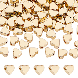 100Pcs Brass Beads, Long-Lasting Plated, Heart