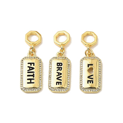 Латунные микро проложить кубического циркония подвески, прямоугольные, с эмалью, реальный 18 k позолоченный