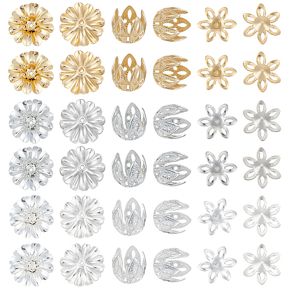 90шт. 9 стили латунные колпачки для бусин наборы