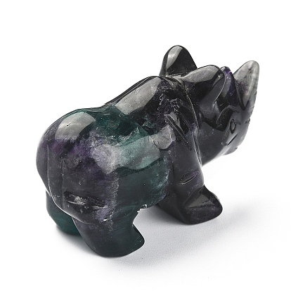 Natural & Synthetic Gemstone Carved Rhinoceros Figurines, Reiki Stones Statues for Energy Balancing Meditation Therapy