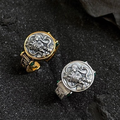 Zinc Alloy Cuff Open Rings, Flat Round with Zakiram