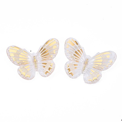 Transparent Acrylic Pendants, Golden Plated, Butterfly