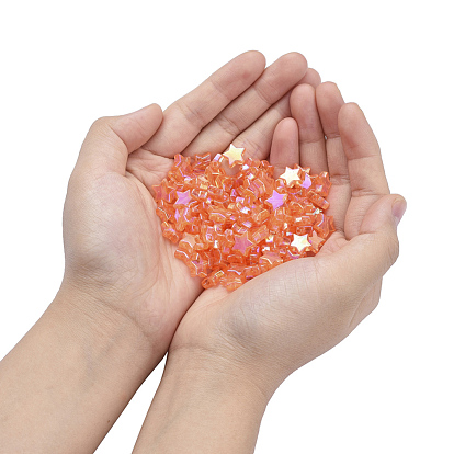 Eco-Friendly Transparent Acrylic Beads, Star, AB Color