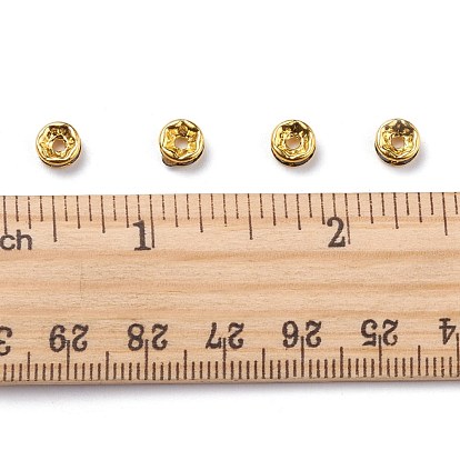 Brass Grade A Rhinestone Spacer Beads, Golden Plated, Rondelle, Nickel Free