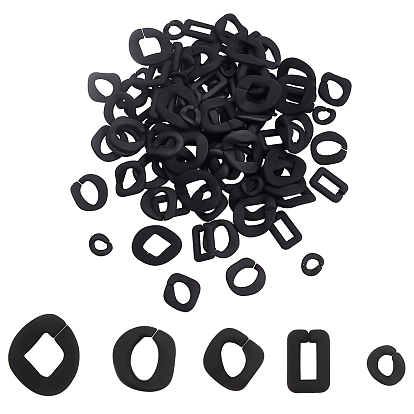 100pcs 5 styles anneaux de liaison en acrylique de style caoutchouté, connecteurs à liaison rapide, pour faire des chaînes, torsion