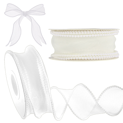 2 рулоны 2 цвета АБС-пластик, жемчужная сетчатая лента для изготовления бантиков, Подарочная упаковка