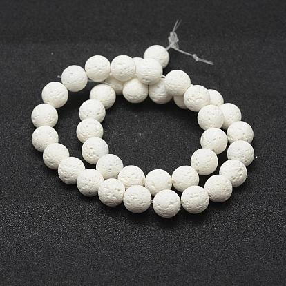 Unwaxed Natural Lava Rock Beads Strands, Round