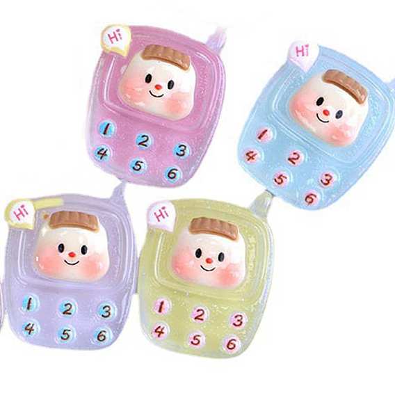 Светящиеся кабошоны сотового телефона из прозрачной смолы, светится в темноте, миниатюрные украшения