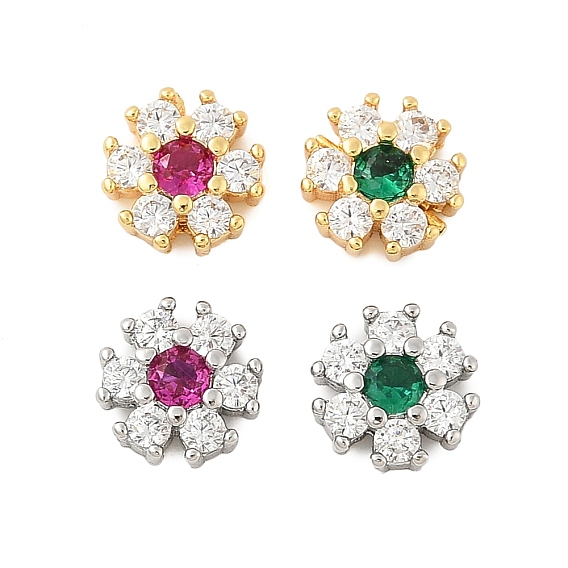 Латунные микро проложить кубического циркония бусы, без кадмия, без никеля и без свинца, цветок