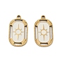 Ионное покрытие (ip) 316 хирургические подвески из нержавеющей стали, без никеля , с эмалью, прямоугольник с солнечным шармом, реальный 18 k позолоченный