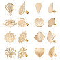 8 Pairs 8 Styles Brass Stud Earring Findings, with Ear Nuts, Mixed Shapes
