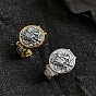 Zinc Alloy Cuff Open Rings, Flat Round with Zakiram