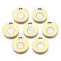 316 Surgical Stainless Steel Pendants, with Shell, Real 14K Gold Plated, Flat Round