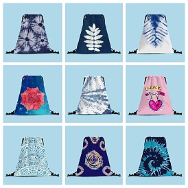 Printed Velvet Drawstring Backpacks, Rectangle