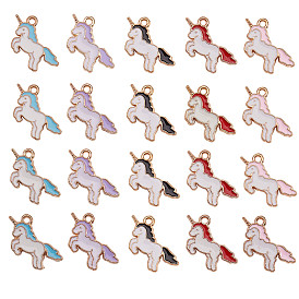 Подвески из эмали и сплава, форма единорога, золотой свет