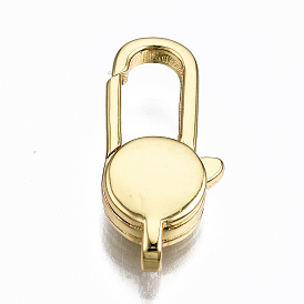 Brass Lobster Claw Clasps, Cadmium Free & Nickel Free & Lead Free, Flat Round