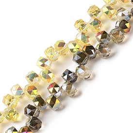 Half Golden Plated Electroplate Beads Strands, Faceted, Rondelle