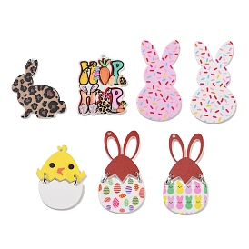 Подвески из акрила с пасхальным принтом, кролик/цыпленок