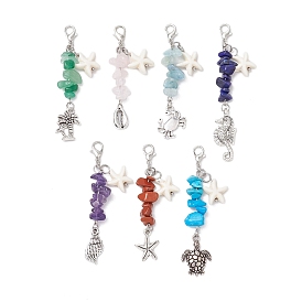 Чакра натуральные и синтетические драгоценные камни кулон морская звезда украшение, подвески из сплава морских животных и подвески с застежкой в виде клешни омара для украшения сумок