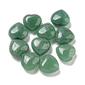 Natural Green Aventurine Beads, Half Drilled, Heart