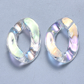 Anillos de acrílico transparente que une, conectores de enlace rápido, para hacer cadenas de bordillos, color de ab chapado,  torcedura