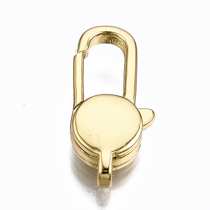 Brass Lobster Claw Clasps, Cadmium Free & Nickel Free & Lead Free, Flat Round