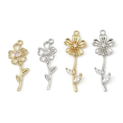 Латунные микро проложить кубического циркония подвески, без кадмия, без никеля и без свинца, цветок