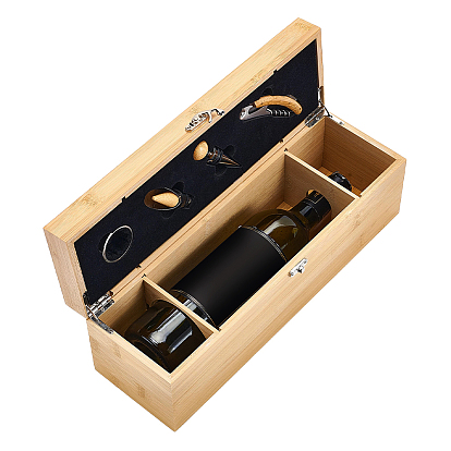 Weingeschenkboxen aus Holz mit Verschlüssen und 4 Stück Korkenziehern, Rechteck