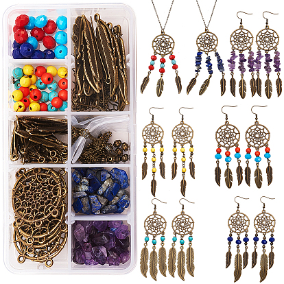 DIY Earring Making, with Tibetan Style Alloy Chandelier Components Links/Pendants, Natural/Synthetic Gemstone Beads and Iron Findings