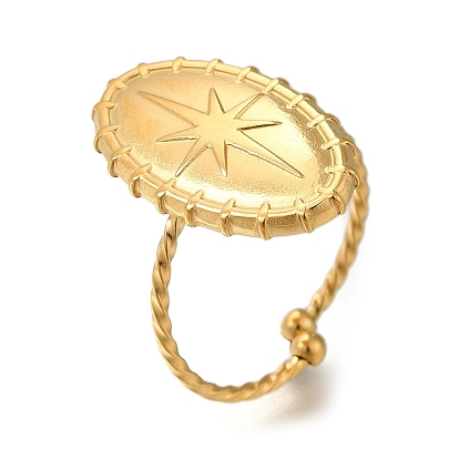 Ovalado con estrella 304 anillo abierto de acero inoxidable para mujer