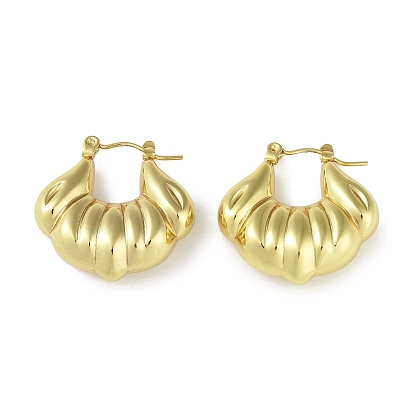 Ion Plating(IP) 304 Stainless Steel Hoop Earrings for Women, Croissant