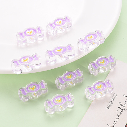 Perles acryliques transparentes, avec l'émail, candy